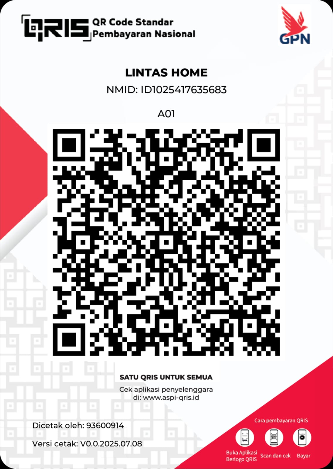 Kode QRIS pembayaran LintasHome